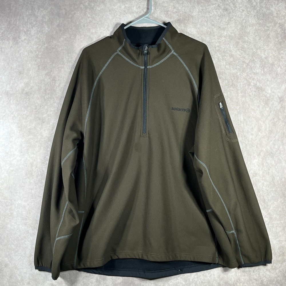 Solaris Sweater Mens XL Olive Green Pullover Jacket 1/4 Zip Long Sleeve Athletic